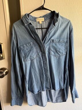 cloth & stone Blue Denim Button-Front Shirt Jacket